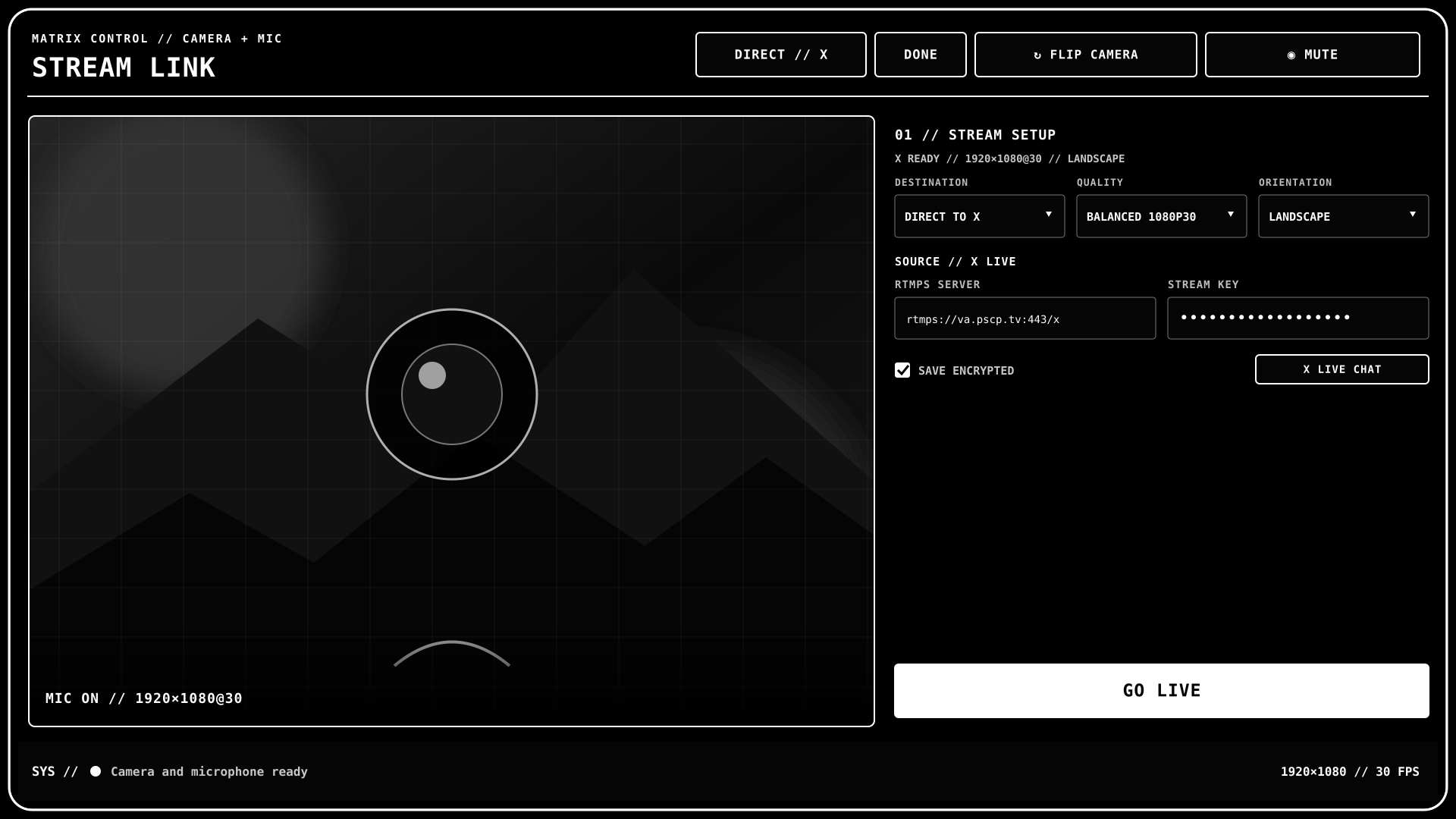 Stream Link interface on a Galaxy phone